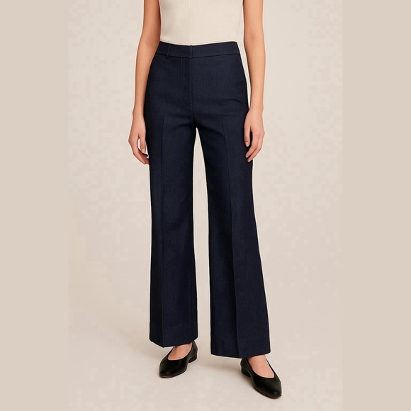 Ellen Tracy Pants - Ellen Tracy Women's Navy Indigo Denim Wide-Leg Linda Trouser Pants Sz 10 Short